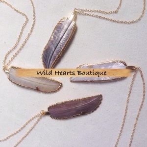 Natural Abalone Shell Feather Necklace